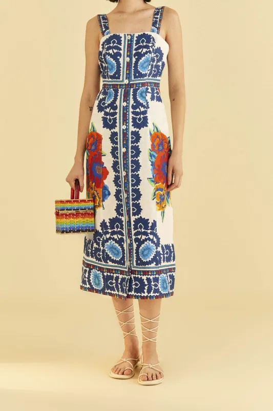 Off-White Flower Tapestry Midi Dress sold by FARM Rio