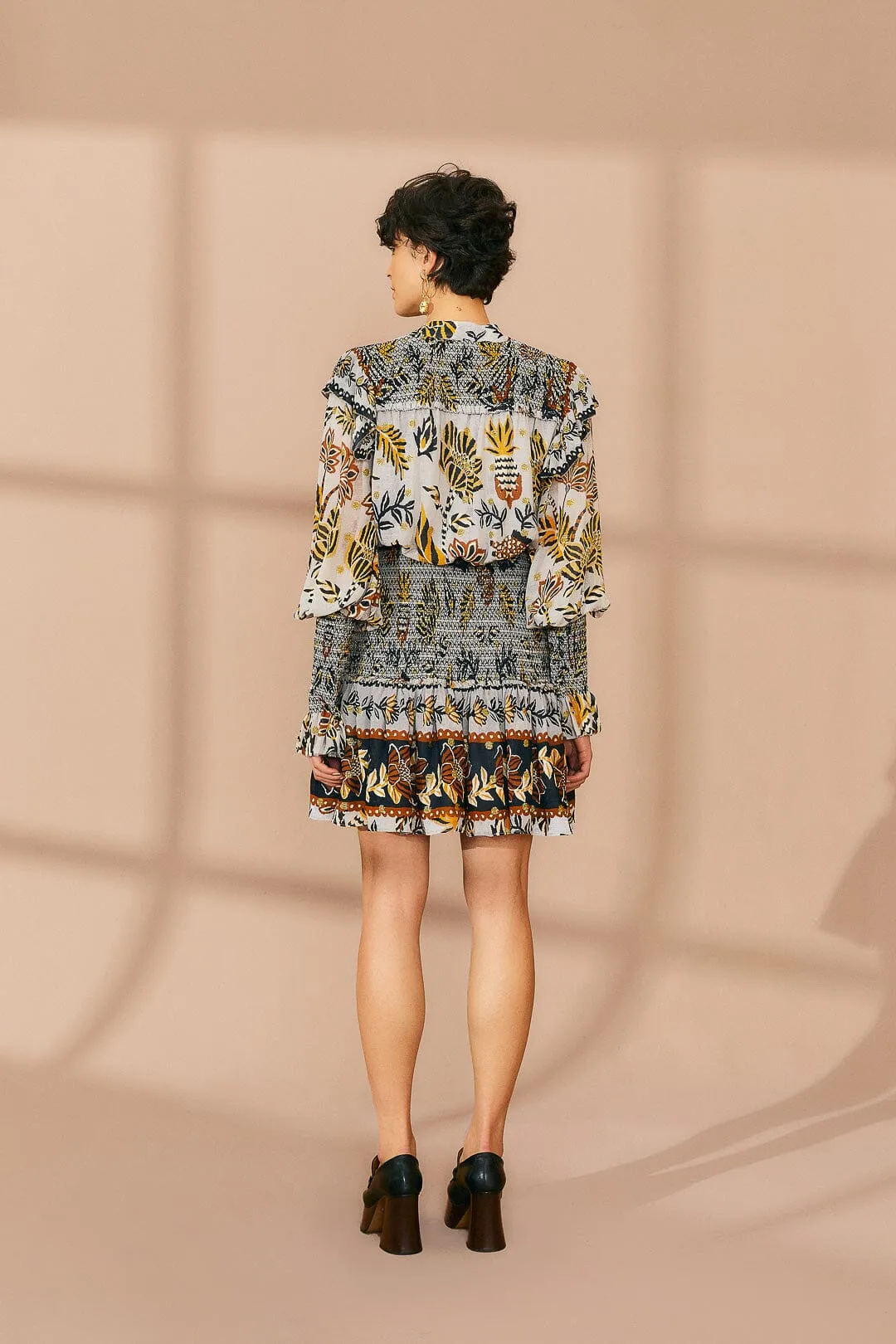 Silver Floral Tapestry Mini Dress sold by FARM Rio product image thumbnail 4