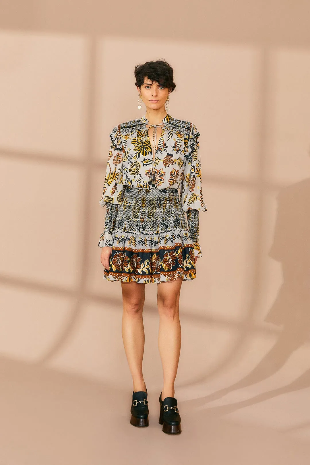 Silver Floral Tapestry Mini Dress sold by FARM Rio