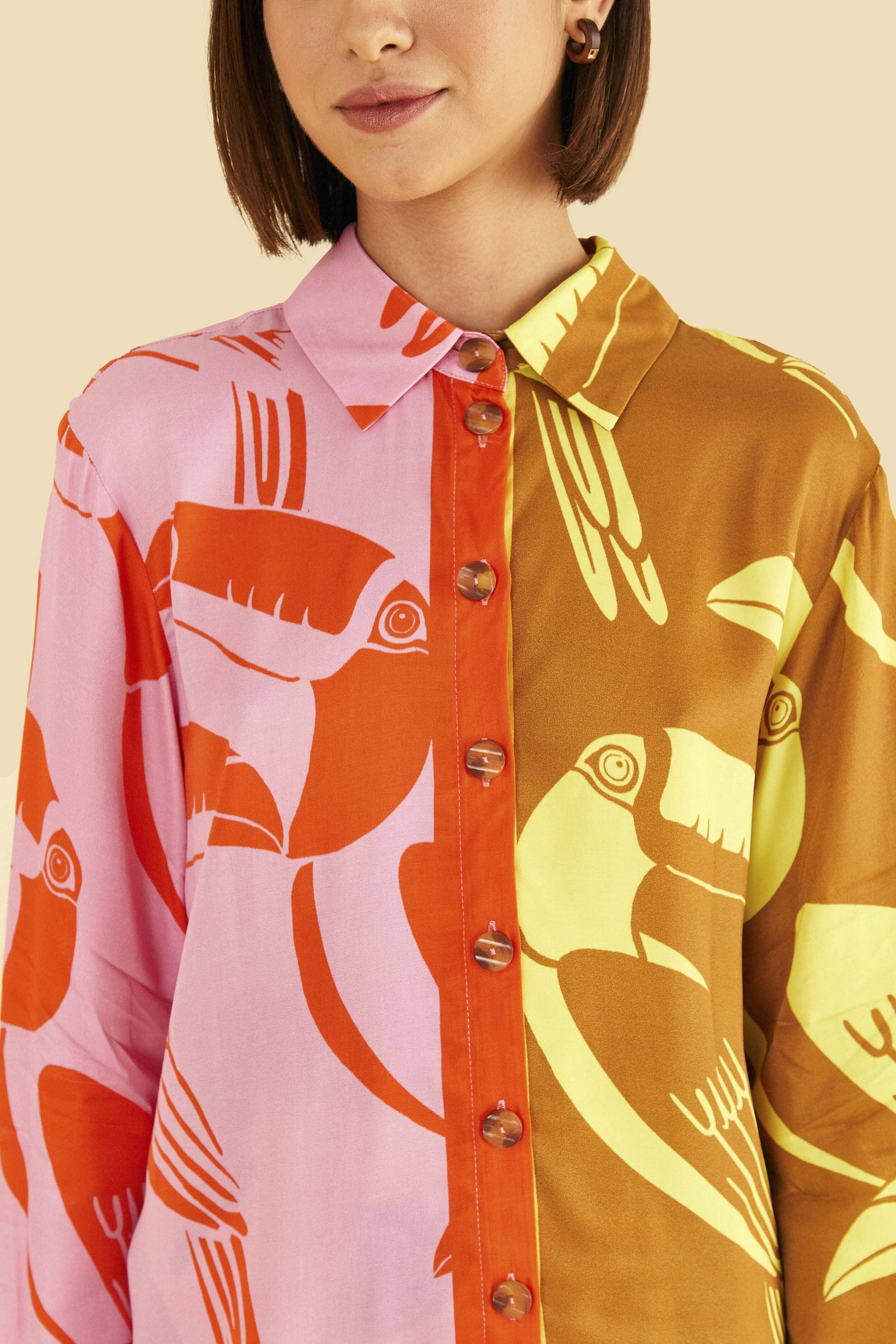 Mixed Rainbow Toucans Lenzing™ Ecovero™ Viscose Shirt sold by FARM Rio product image thumbnail 3