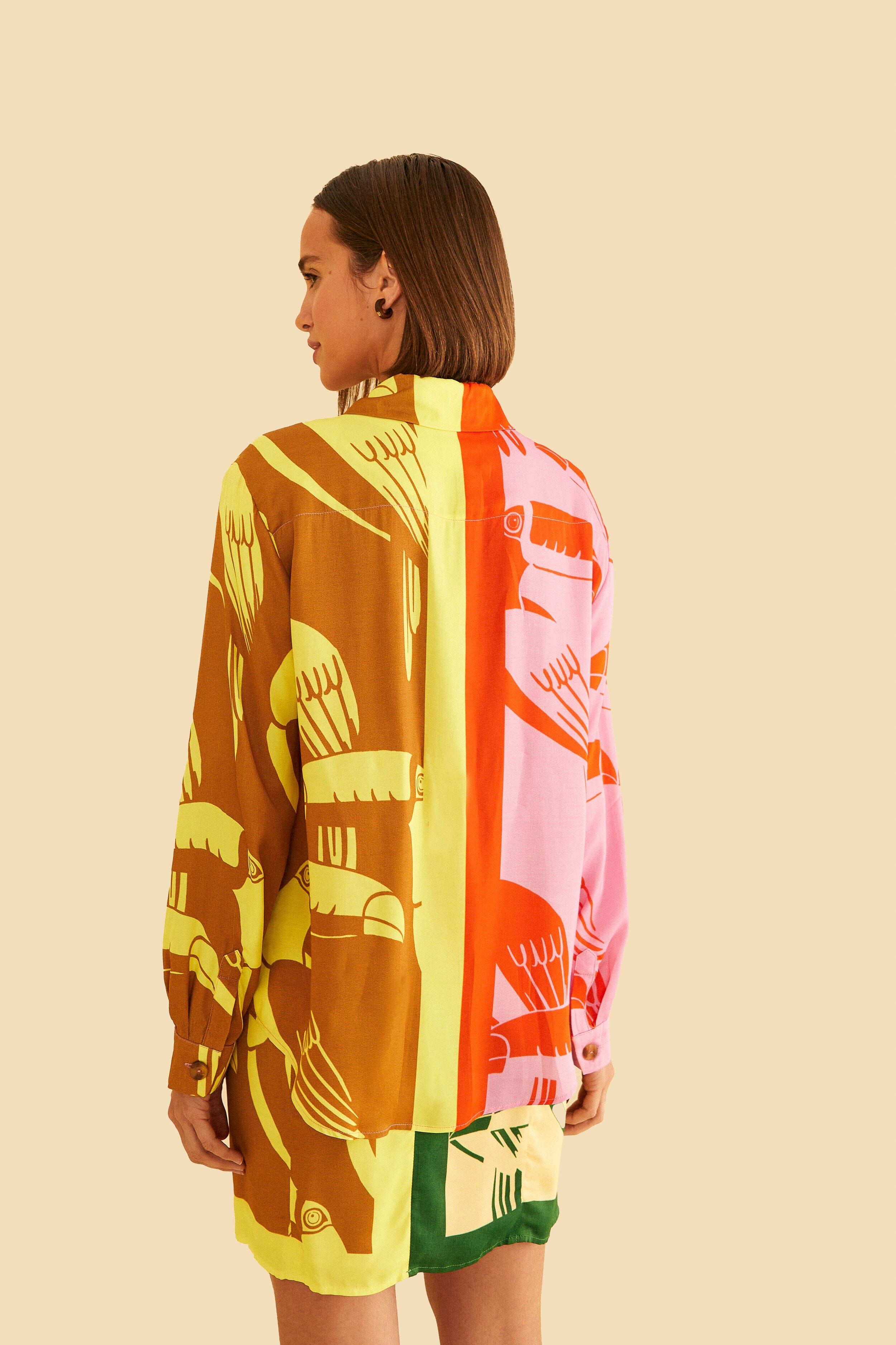 Mixed Rainbow Toucans Lenzing™ Ecovero™ Viscose Shirt sold by FARM Rio product image thumbnail 4