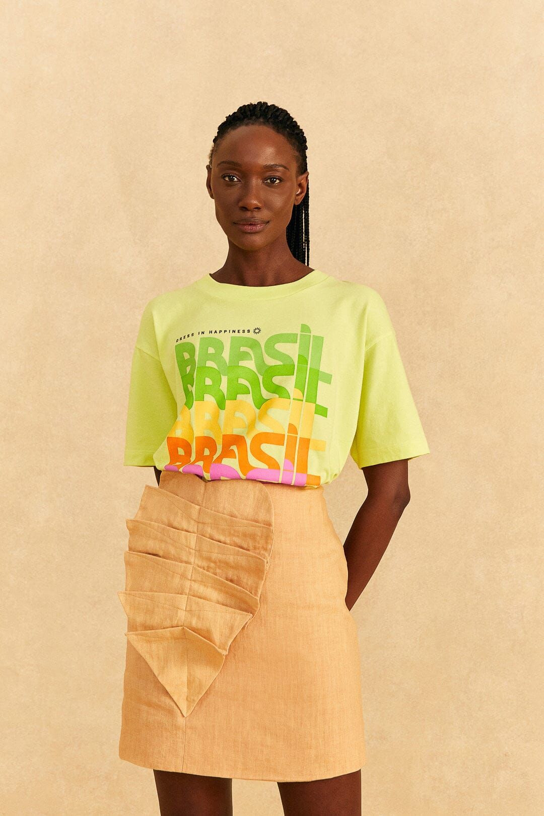 Beige Leaf Organic Cotton Mini Skirt sold by FARM Rio product image thumbnail 2