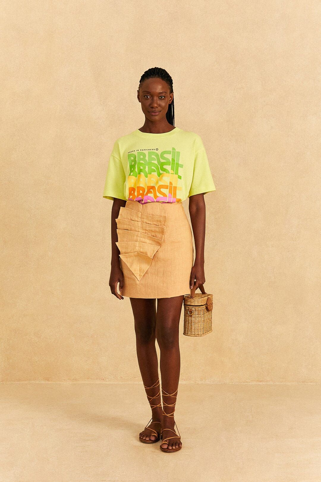 Beige Leaf Organic Cotton Mini Skirt sold by FARM Rio