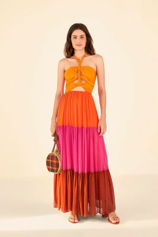 Warm Color Blocking Maxi Dress sold by FARM Rio