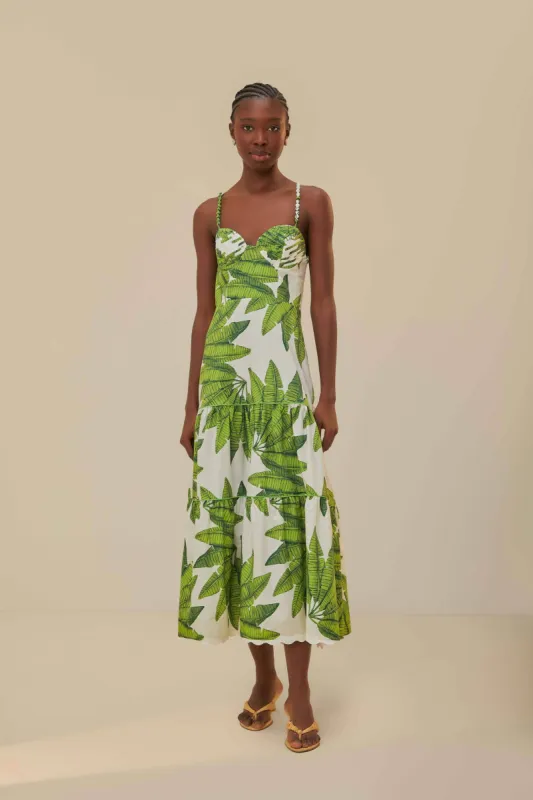 Off-White Palm Fan Midi Dress sold by FARM Rio