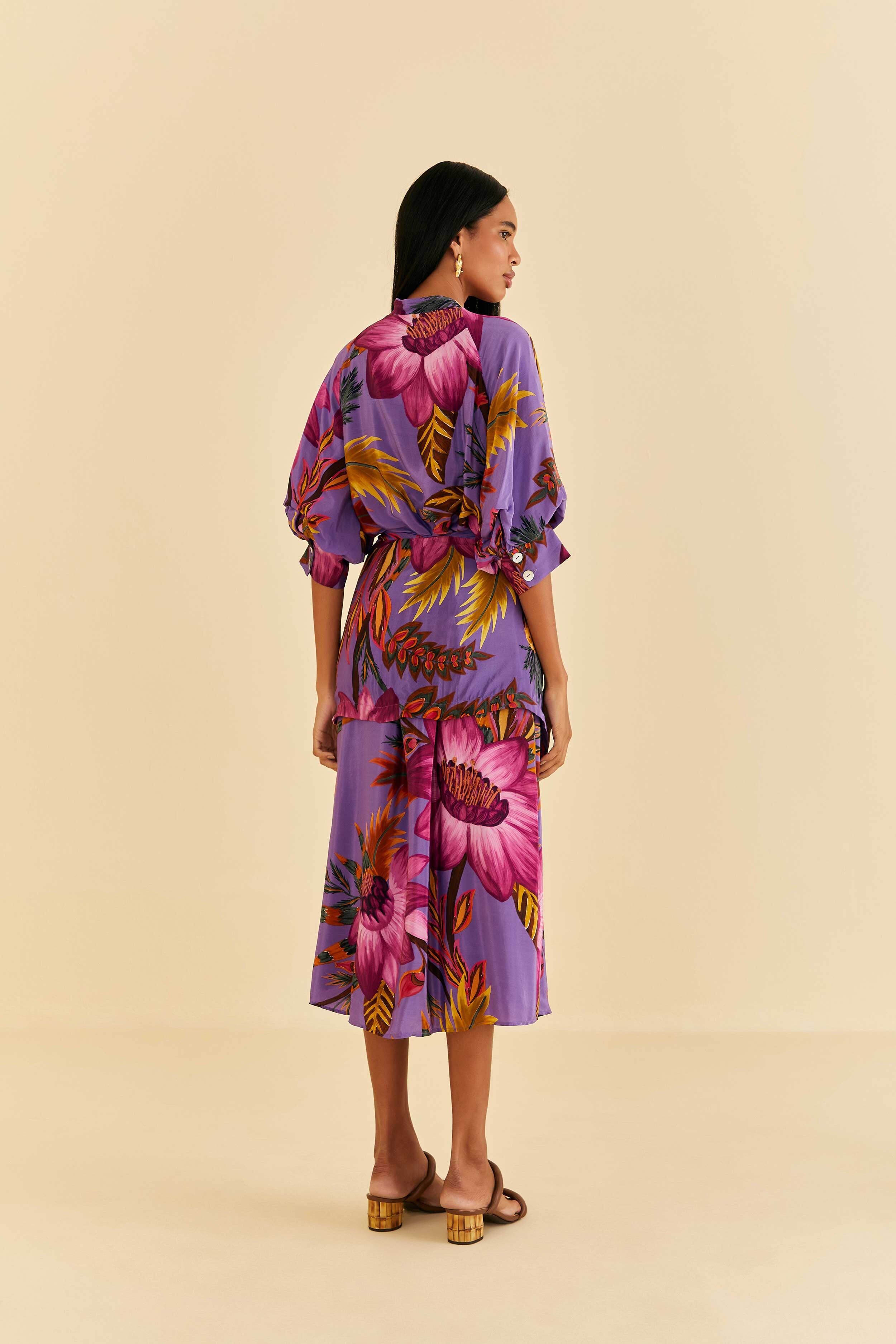 Purple Maxi Flowers Maxi Dress sold by FARM Rio product image thumbnail 3
