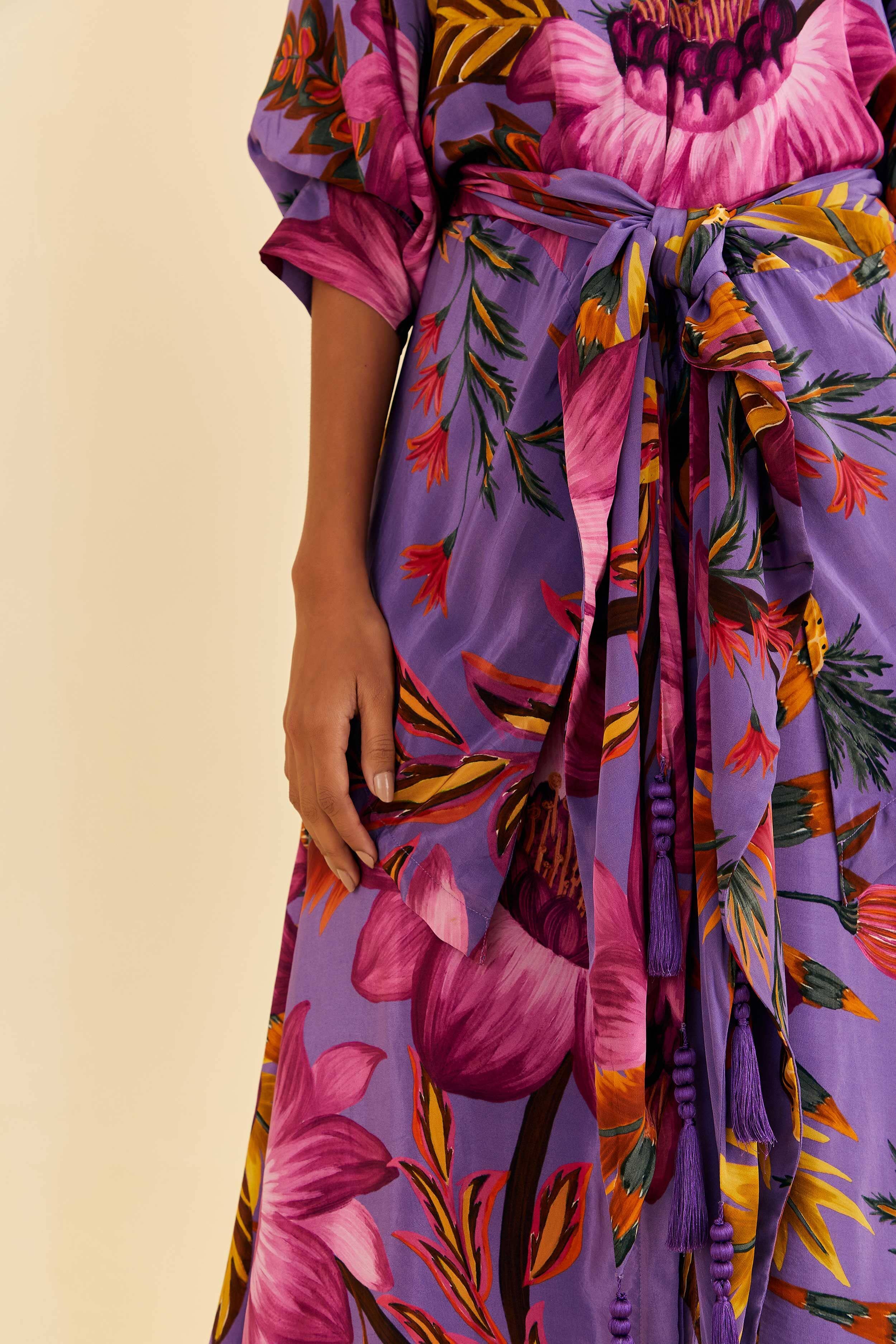 Purple Maxi Flowers Maxi Dress sold by FARM Rio product image thumbnail 5