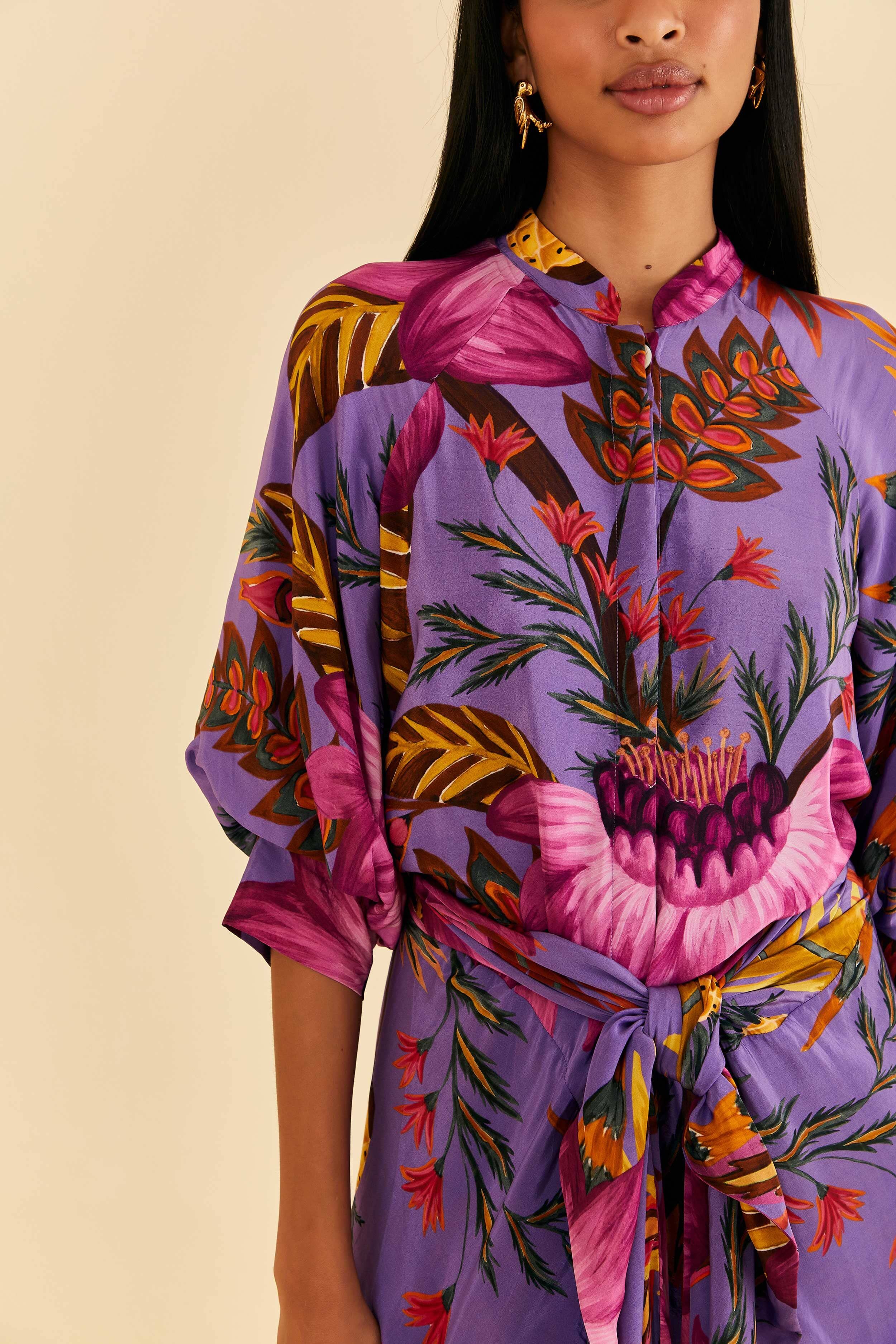 Purple Maxi Flowers Maxi Dress sold by FARM Rio product image thumbnail 2