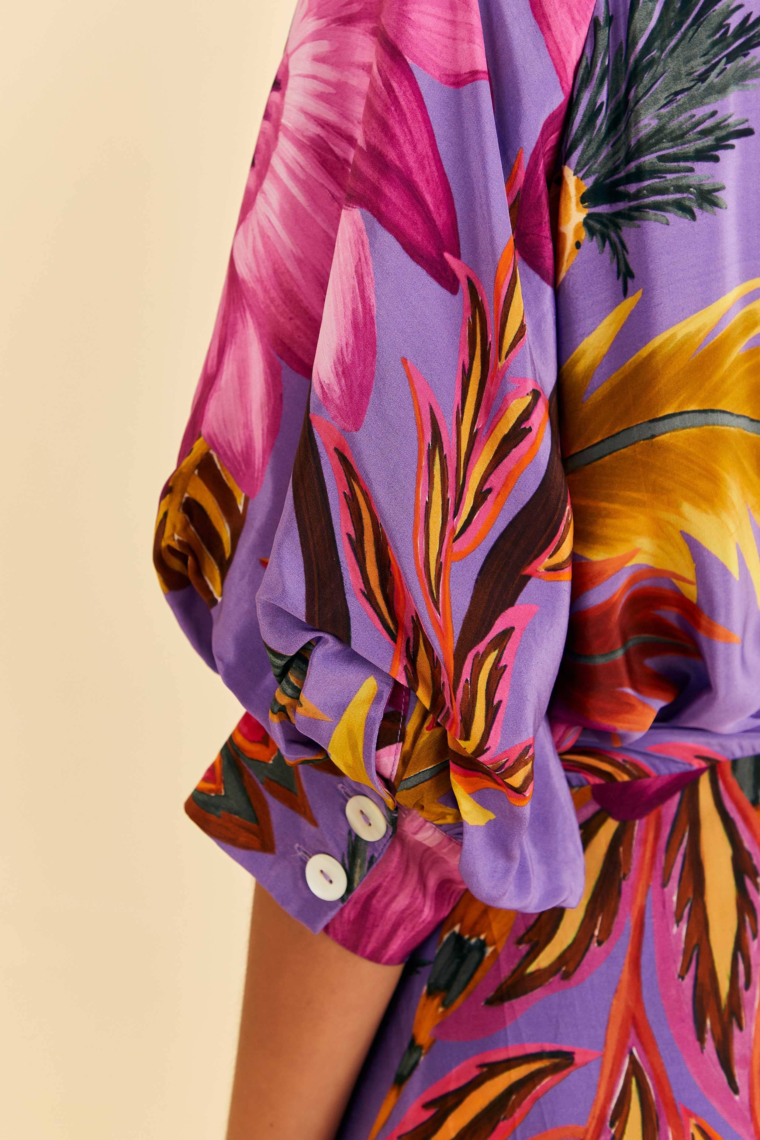 Purple Maxi Flowers Maxi Dress sold by FARM Rio product image thumbnail 4