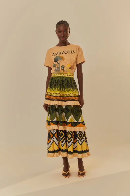 Green Creation Midi Skirt sold by FARM Rio