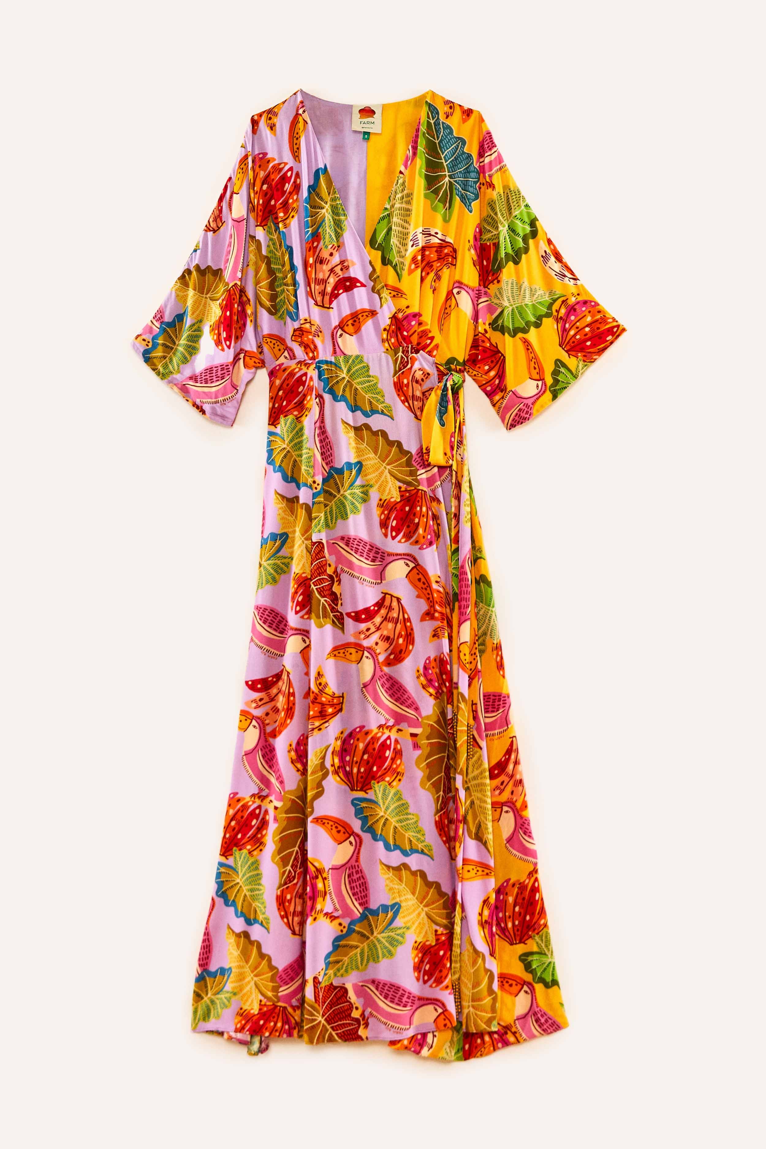 MIXED BEAKS & BANANAS MAXI WRAP DRESS sold by FARM Rio product image thumbnail 7