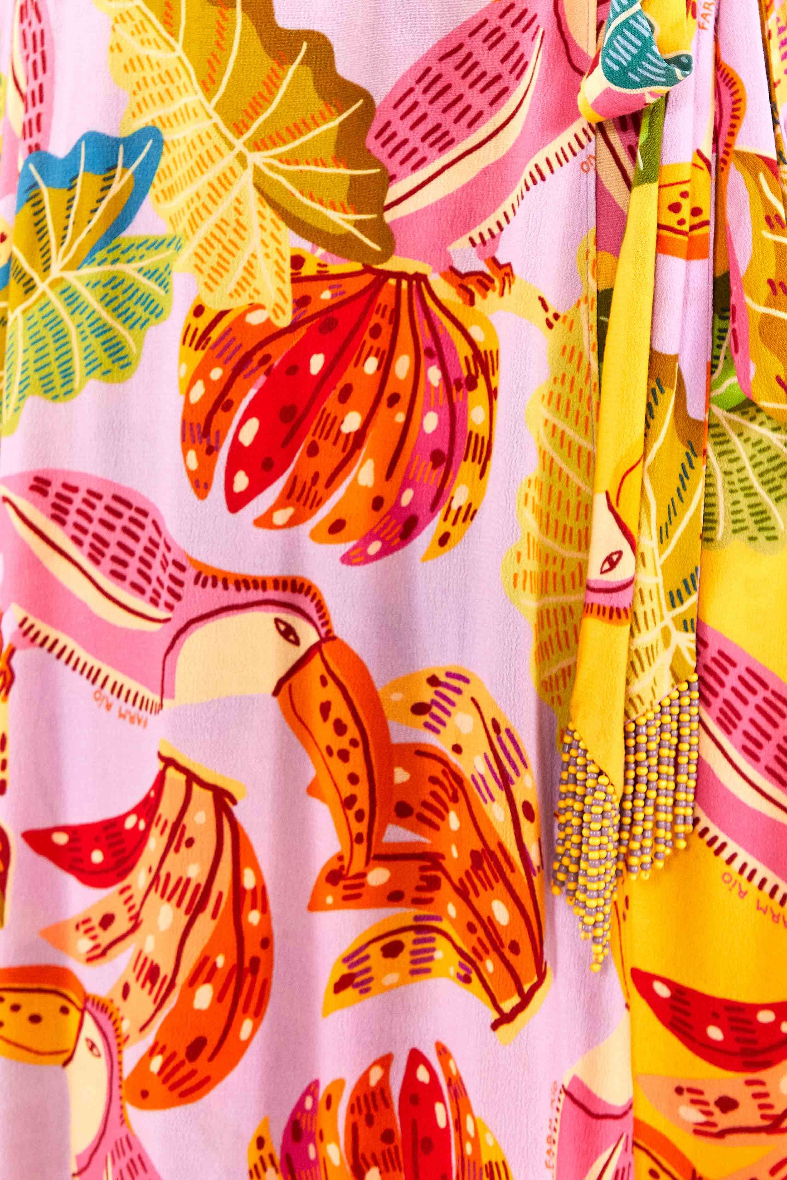 MIXED BEAKS & BANANAS MAXI WRAP DRESS sold by FARM Rio product image thumbnail 6