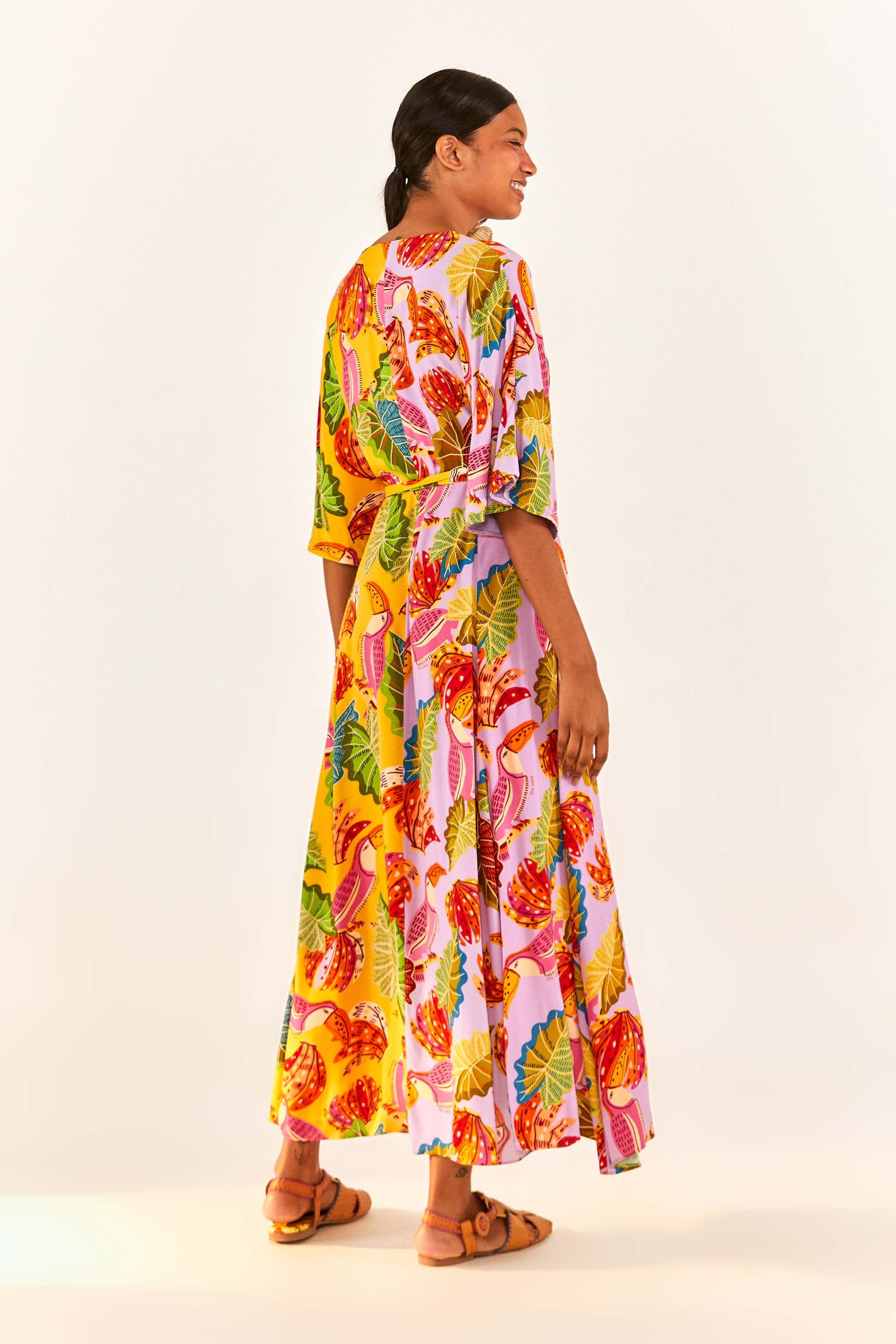 MIXED BEAKS & BANANAS MAXI WRAP DRESS sold by FARM Rio product image thumbnail 3
