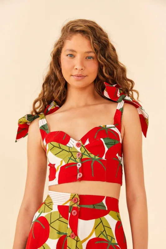 Tomato Tie Strap Crop Top sold by FARM Rio