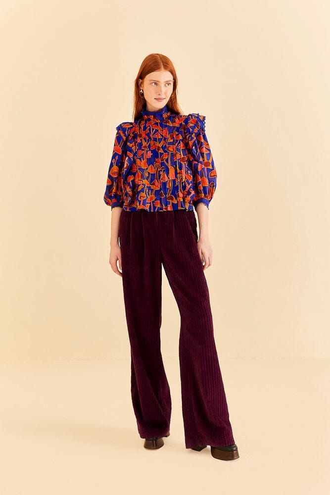 Bright Blue Mushroom Sketch Blouse sold by FARM Rio product image thumbnail 2