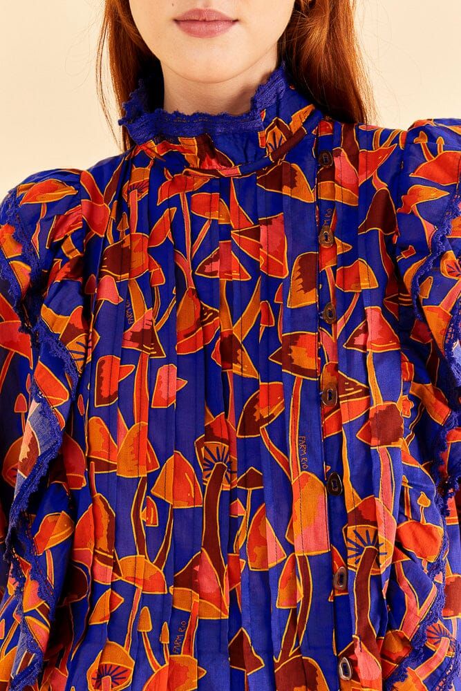 Bright Blue Mushroom Sketch Blouse sold by FARM Rio product image thumbnail 4