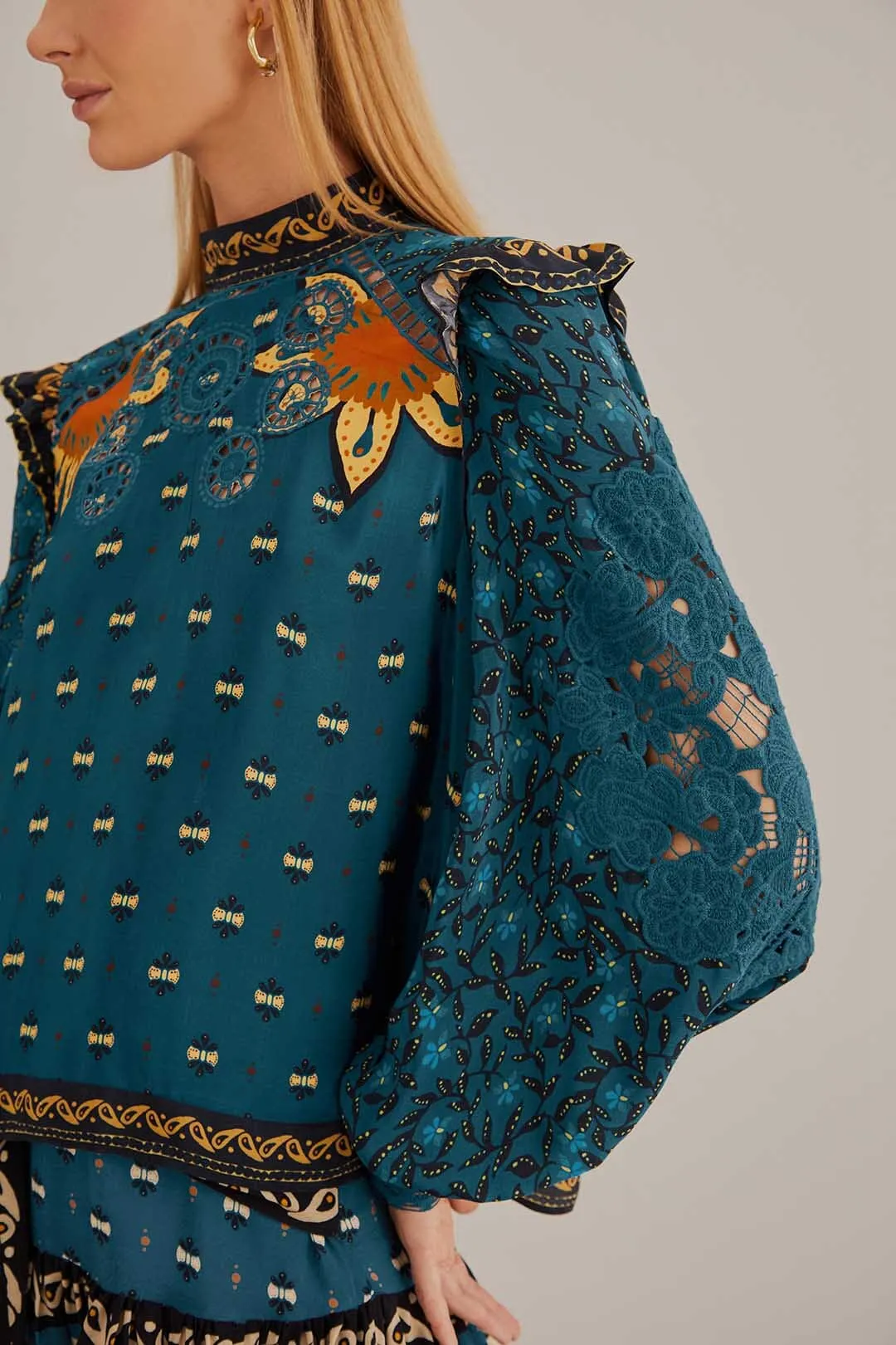 Blue Ainika Chill Long Sleeve Blouse sold by FARM Rio product image thumbnail 3