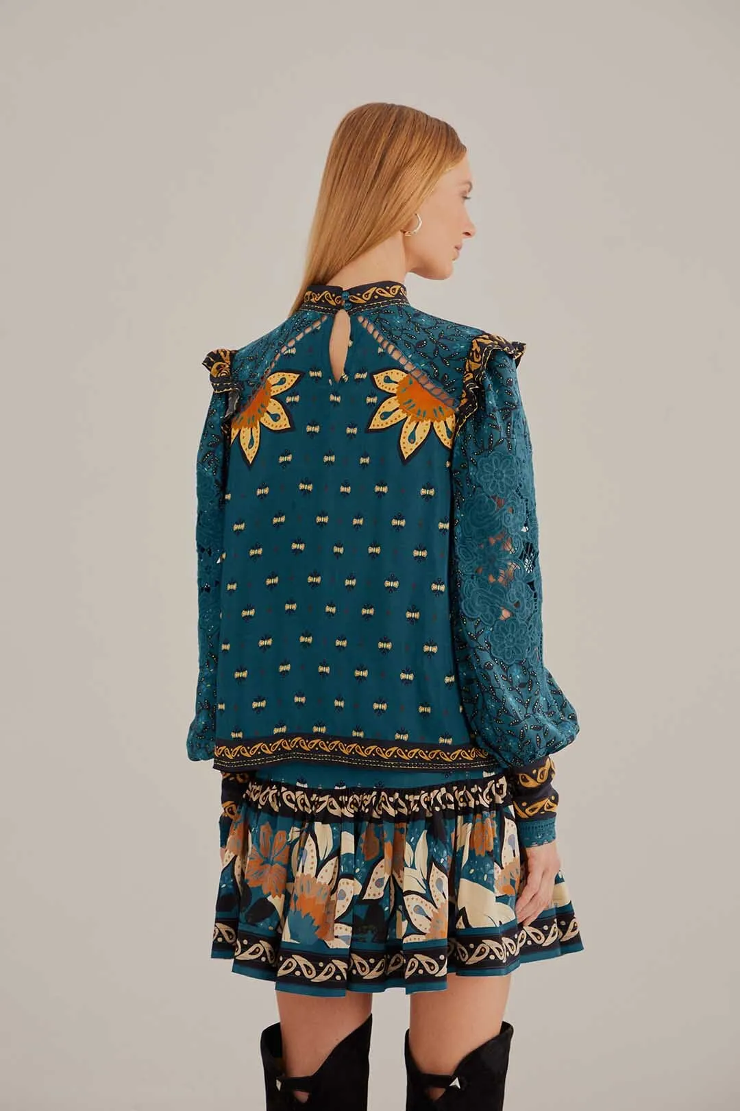 Blue Ainika Chill Long Sleeve Blouse sold by FARM Rio product image thumbnail 4