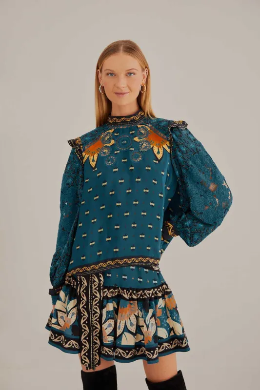 Blue Ainika Chill Long Sleeve Blouse sold by FARM Rio