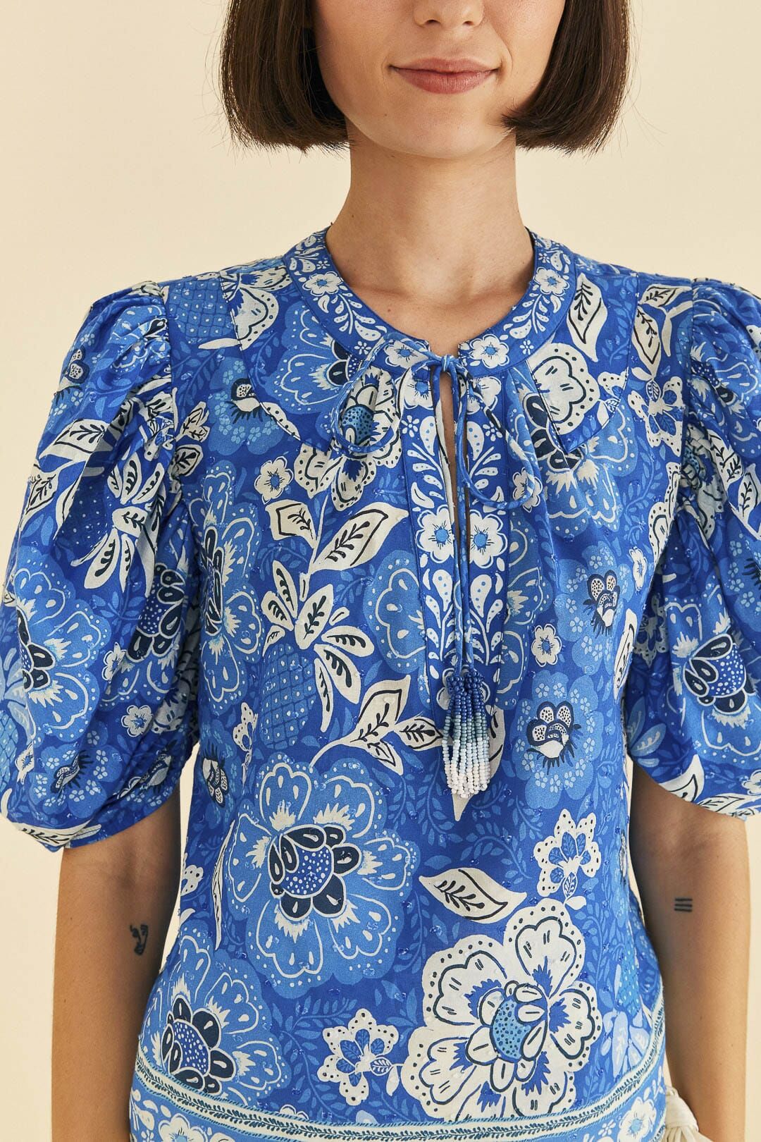 Blue Full Of Flowers Blouse sold by FARM Rio product image thumbnail 3