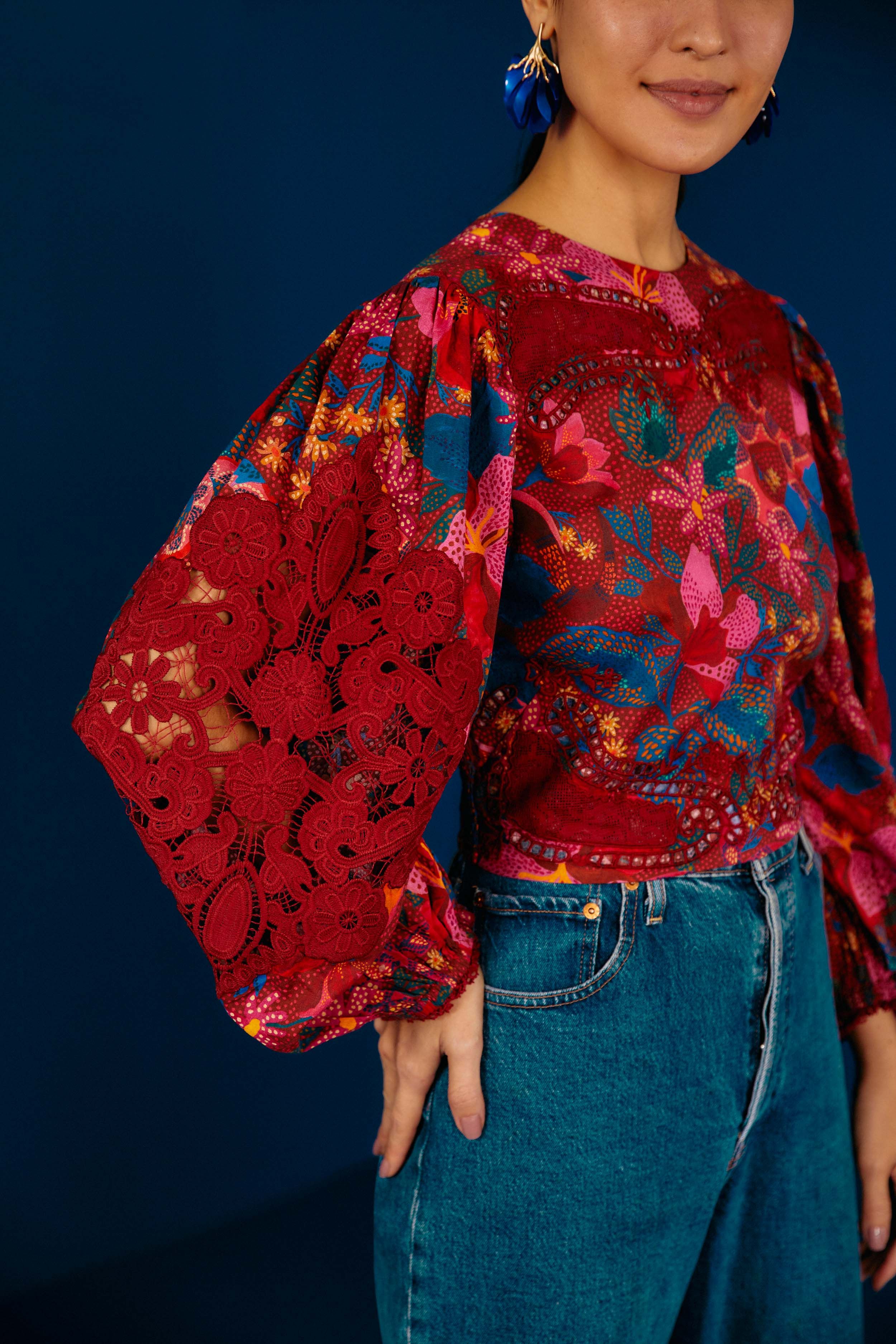 Red Wild Life Blouse sold by FARM Rio