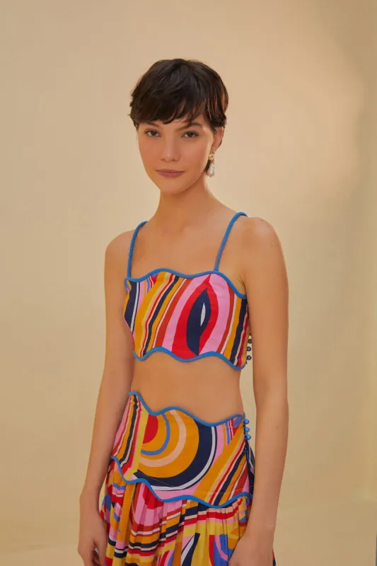 Multicolor Waves Crop Top sold by FARM Rio