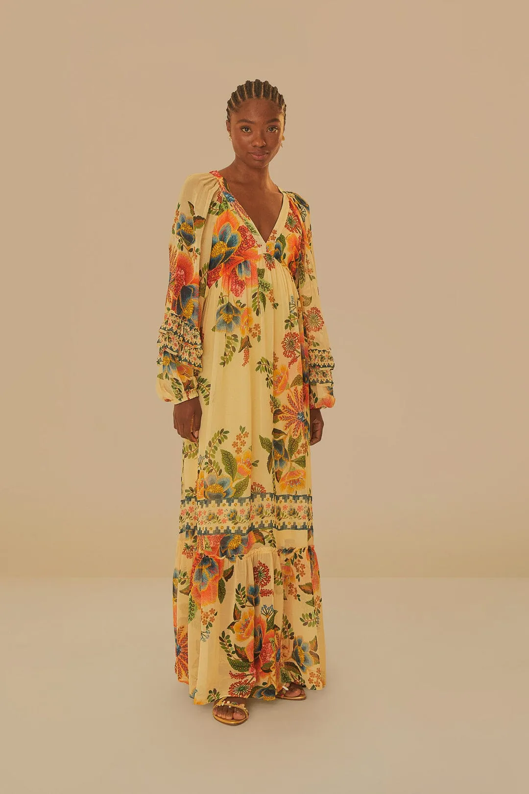 Sand Delicate Garden Maxi Dress sold by FARM Rio