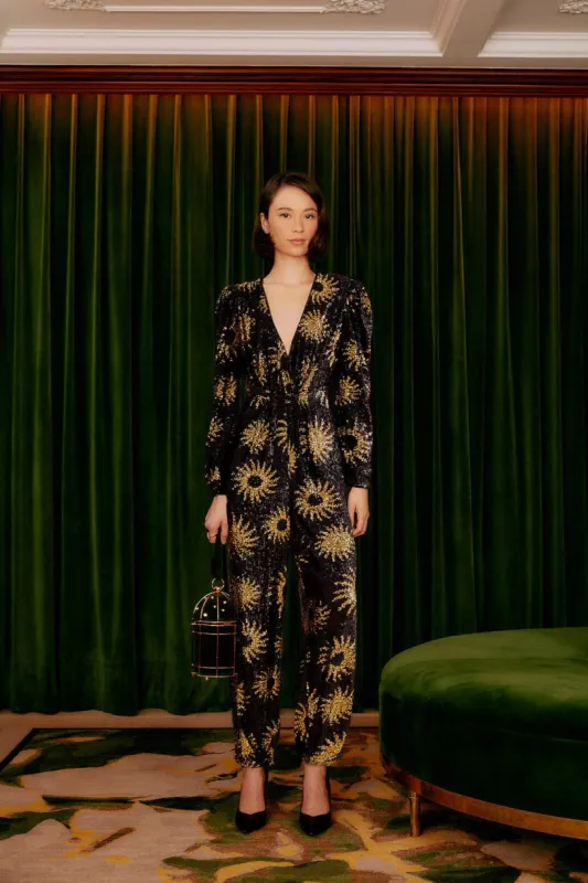 Sunny Mood Sequin V Neck Jumpsuit sold by FARM Rio