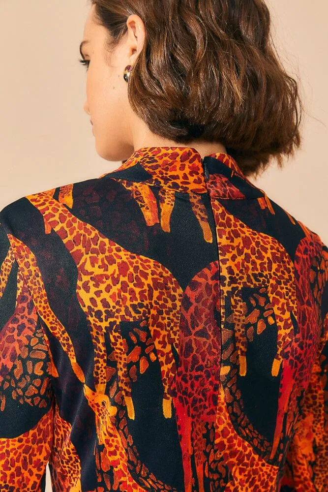 Black Giraffes Slit Midi Dress sold by FARM Rio product image thumbnail 5