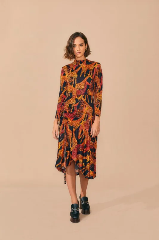Black Giraffes Slit Midi Dress sold by FARM Rio