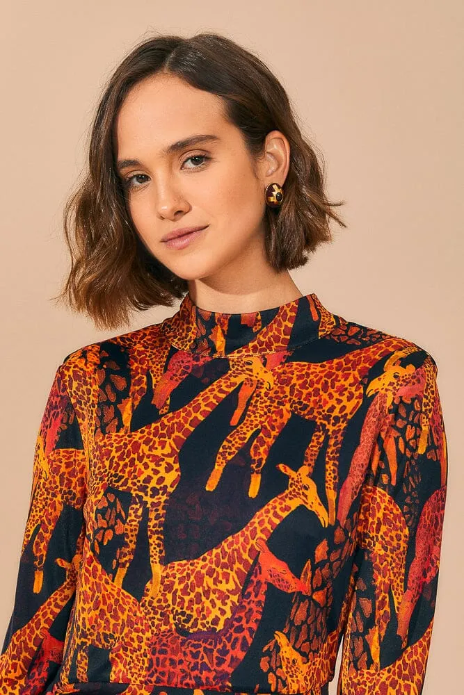 Black Giraffes Slit Midi Dress sold by FARM Rio product image thumbnail 3