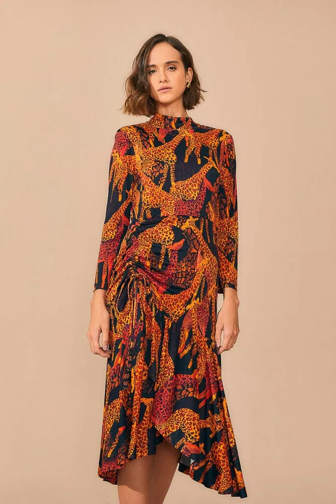 Black Giraffes Slit Midi Dress sold by FARM Rio product image thumbnail 2