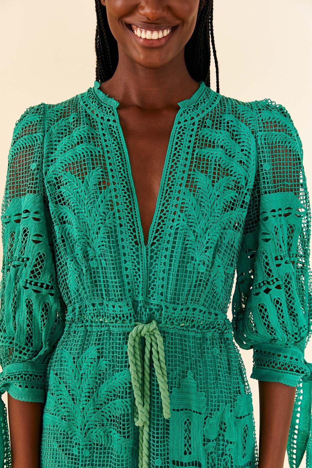 Green Morada Boa Guipure Dress sold by FARM Rio product image thumbnail 3