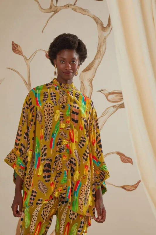 Green Amazon Feathers Long Sleeve Blouse sold by FARM Rio