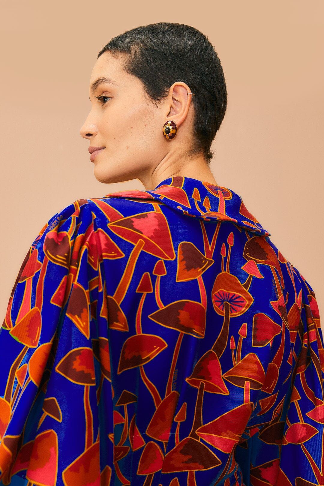 Bright Blue Mushroom Sketch Puff Sleeve Jumpsuit sold by FARM Rio product image thumbnail 5