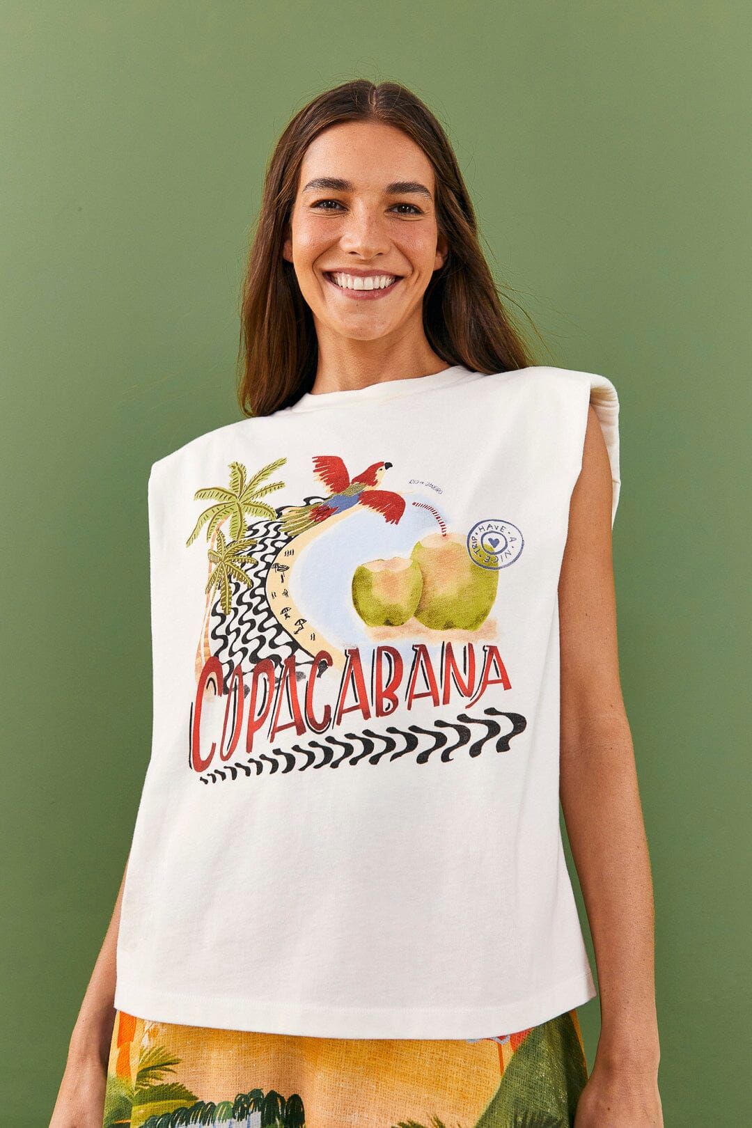 White Copacabana Organic Cotton T-Shirt sold by FARM Rio