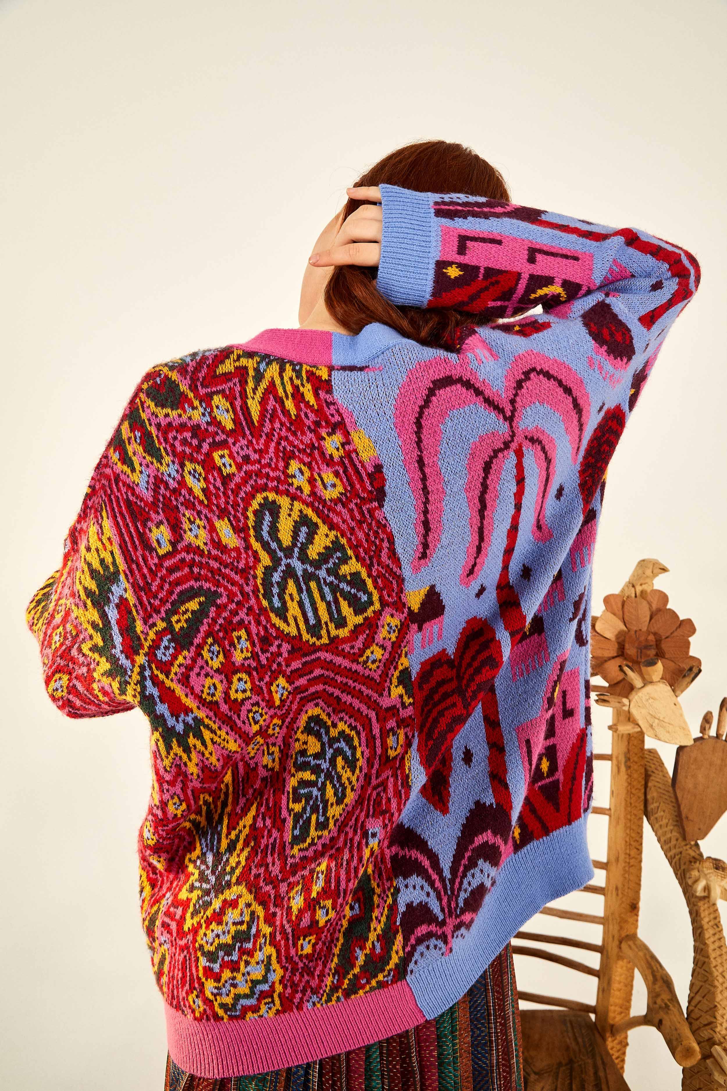 MIXED PINK AND BLUE PRINTS CARDIGAN sold by FARM Rio product image thumbnail 3