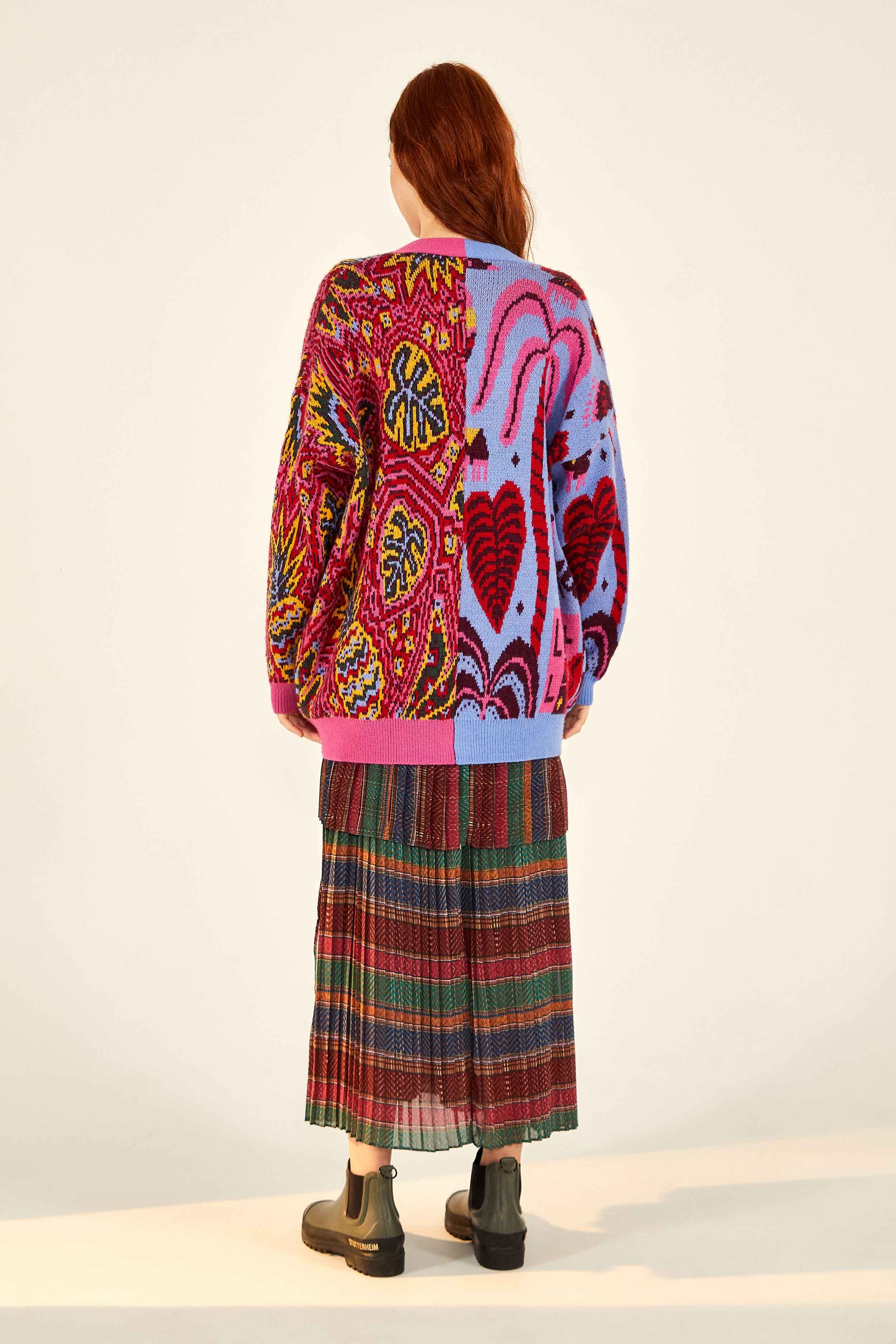 MIXED PINK AND BLUE PRINTS CARDIGAN sold by FARM Rio product image thumbnail 2