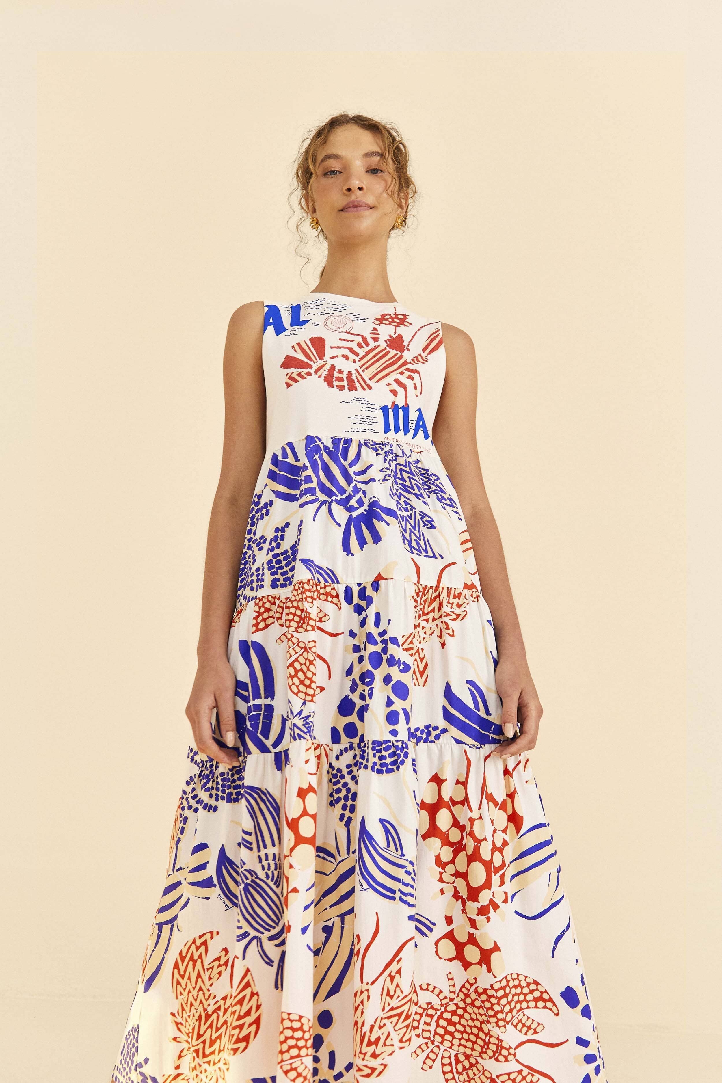 White Al Mare T-Shirt Dress sold by FARM Rio product image thumbnail 3