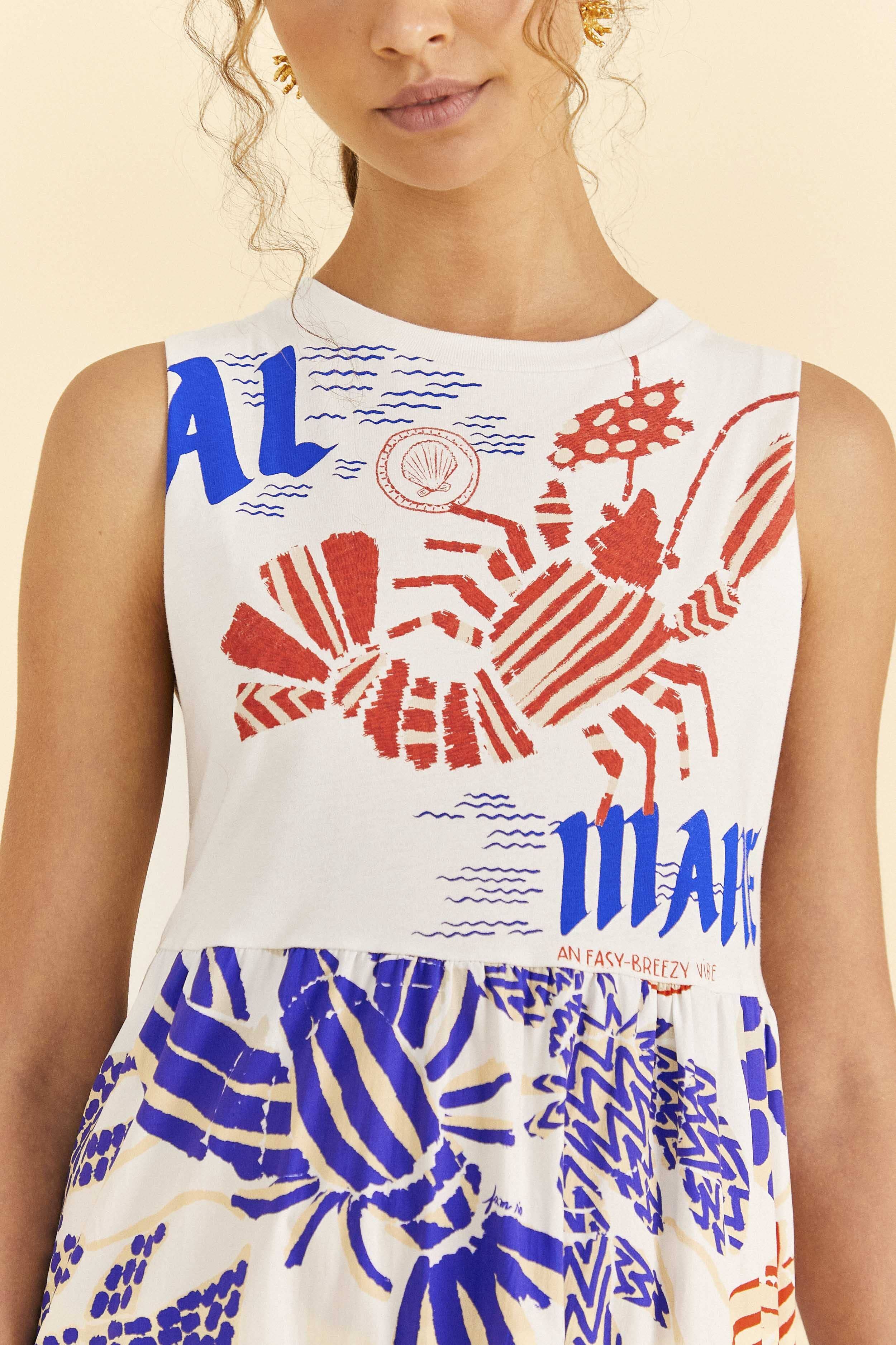 White Al Mare T-Shirt Dress sold by FARM Rio product image thumbnail 2