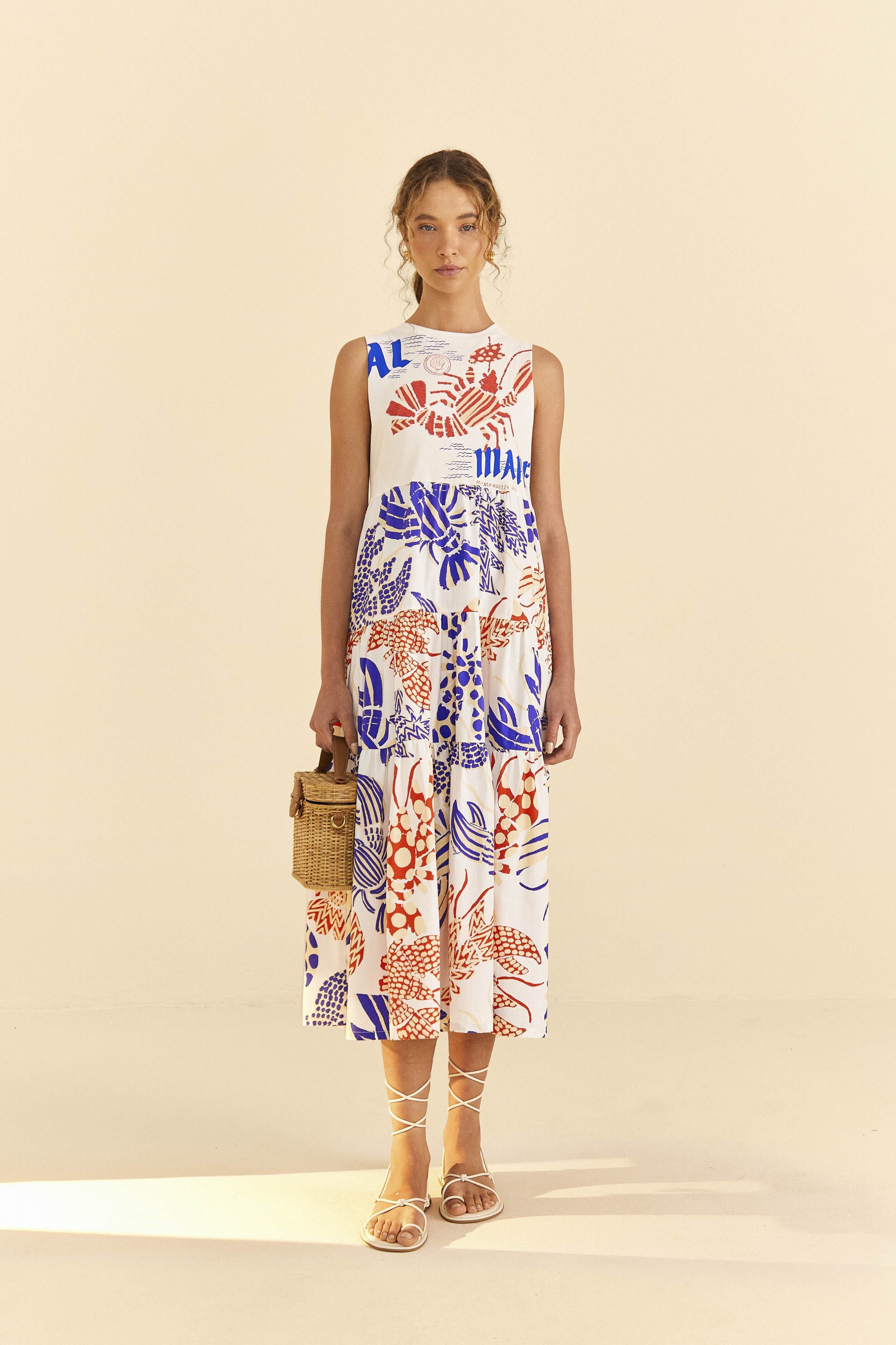 White Al Mare T-Shirt Dress sold by FARM Rio