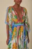 Off-White Tropical Destination Kimono Sleeve Midi Dress sold by FARM Rio