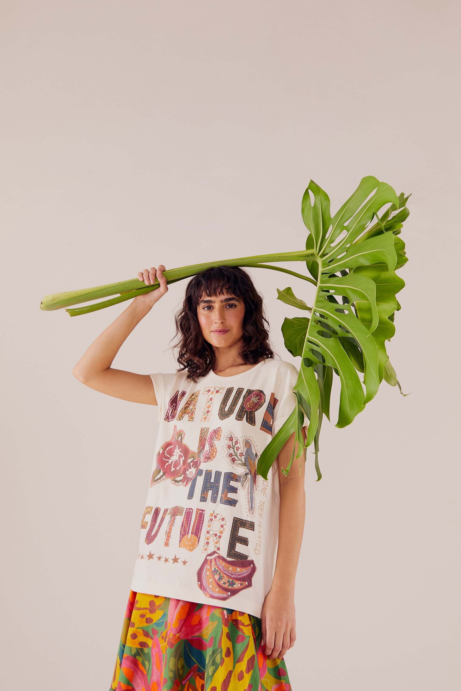 WHITE NATURE IS THE FUTURE T SHIRT sold by FARM Rio