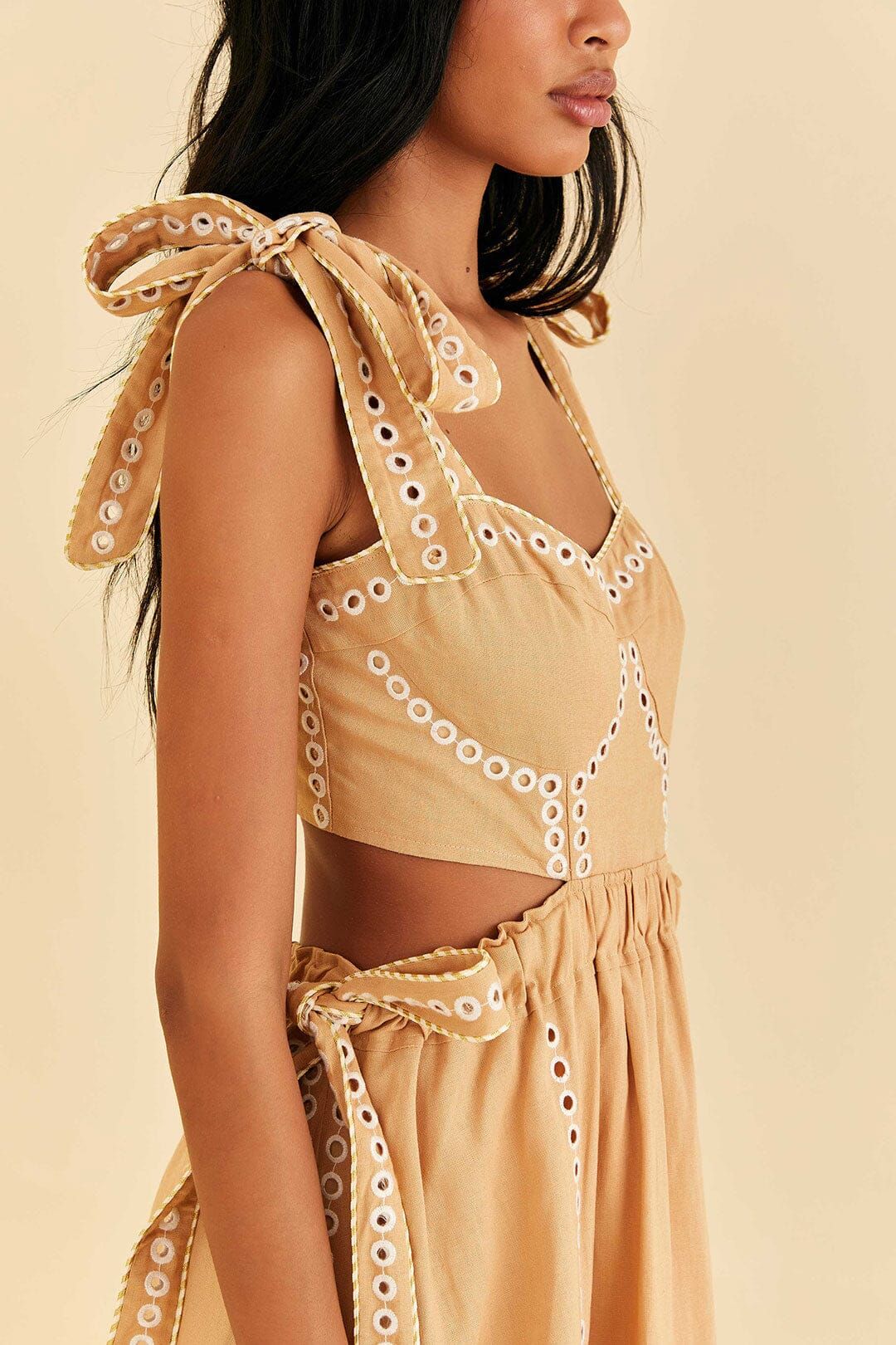 Sand Richelieu Sleeveless Midi Dress | Parallel