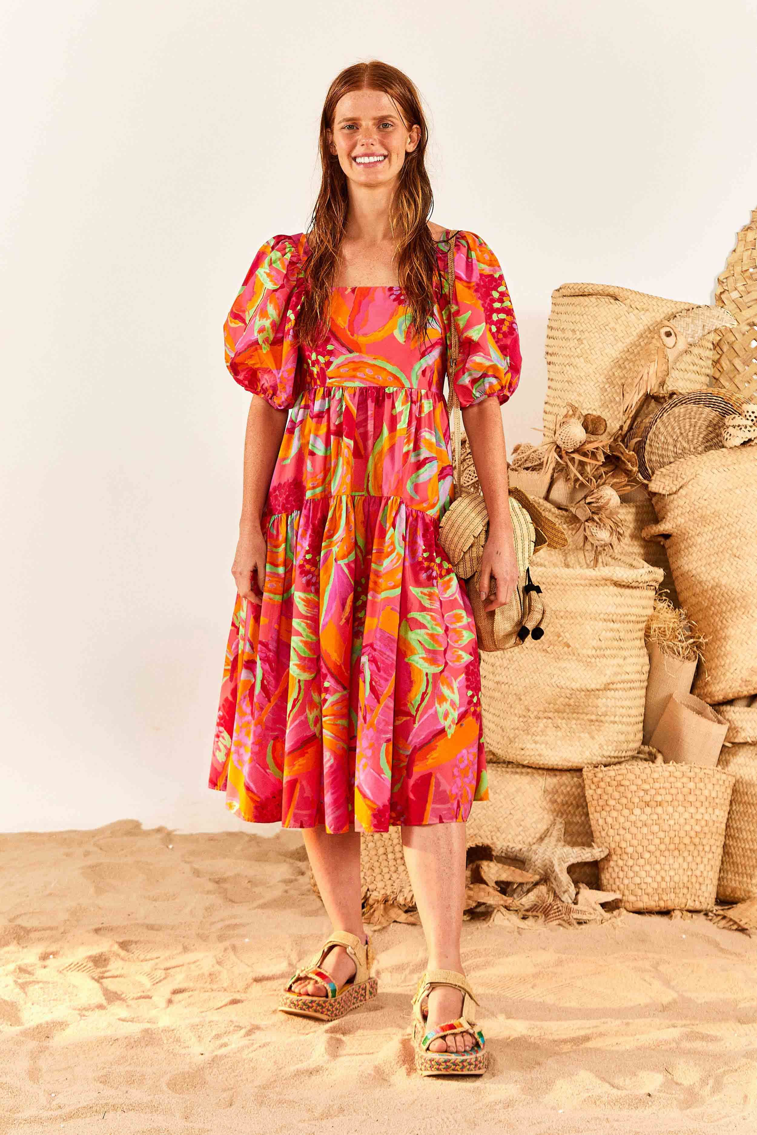 Fruit Brush Puff Sleeve Midi Dress sold by FARM Rio product image thumbnail 4