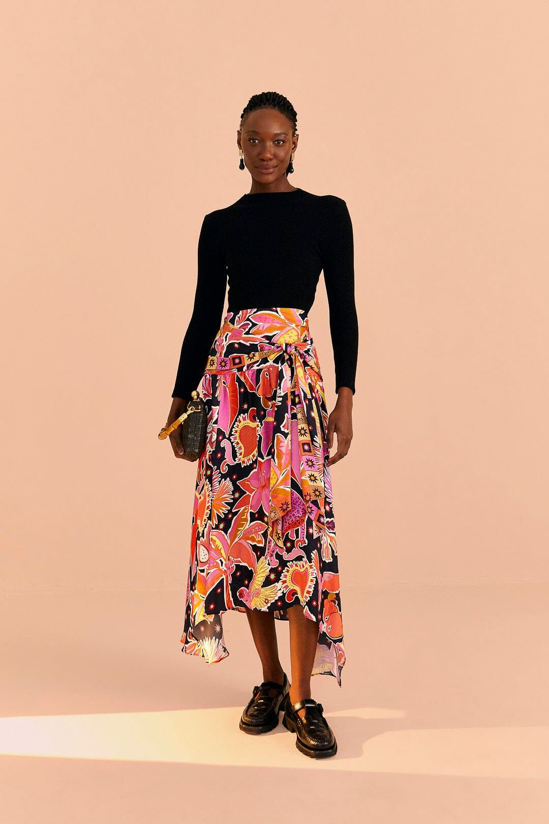 Black Enchanted Nature Lenzing™ Ecovero™ Viscose Midi Skirt sold by FARM Rio product image thumbnail 2