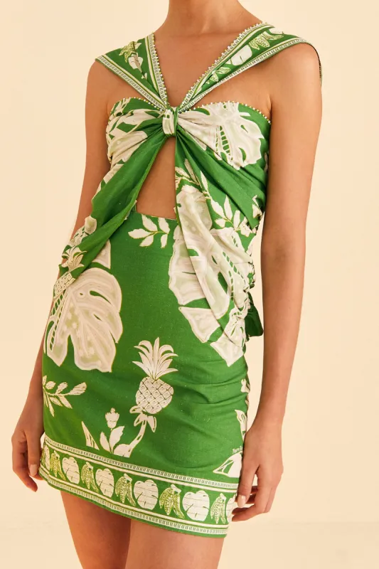 Green Lace Monsteras Mini Dress sold by FARM Rio