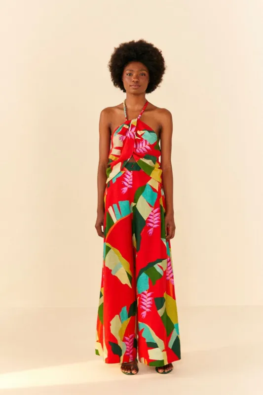 Red Heliconia Crop Top sold by FARM Rio