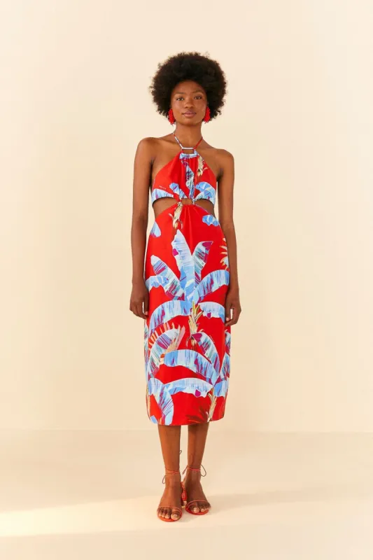 Red Sweet Jungle Cut Out Midi Dress sold by FARM Rio