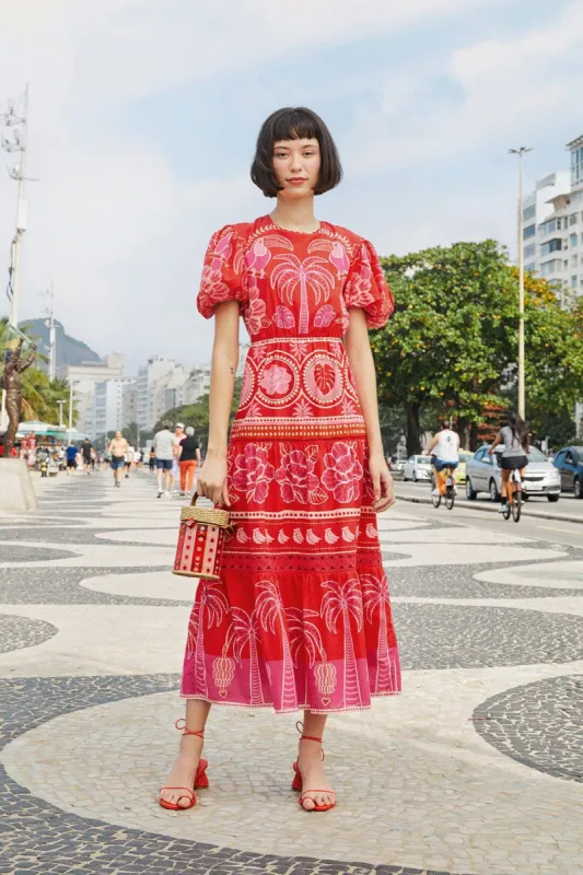 Red Summer Sunrise Midi Dress sold by FARM Rio